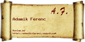 Adamik Ferenc névjegykártya